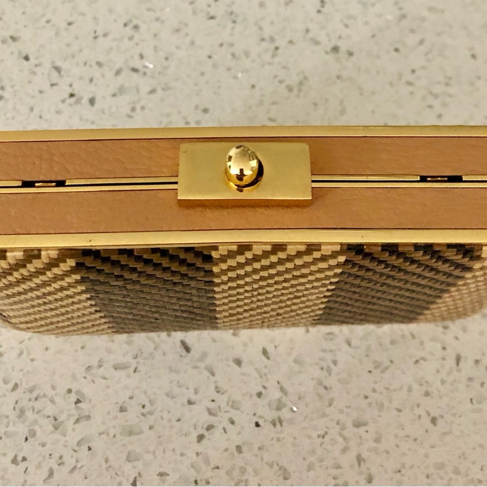 henri bendel After Party leather Woven Evening Clutch with Chain - Picture 14 of 17